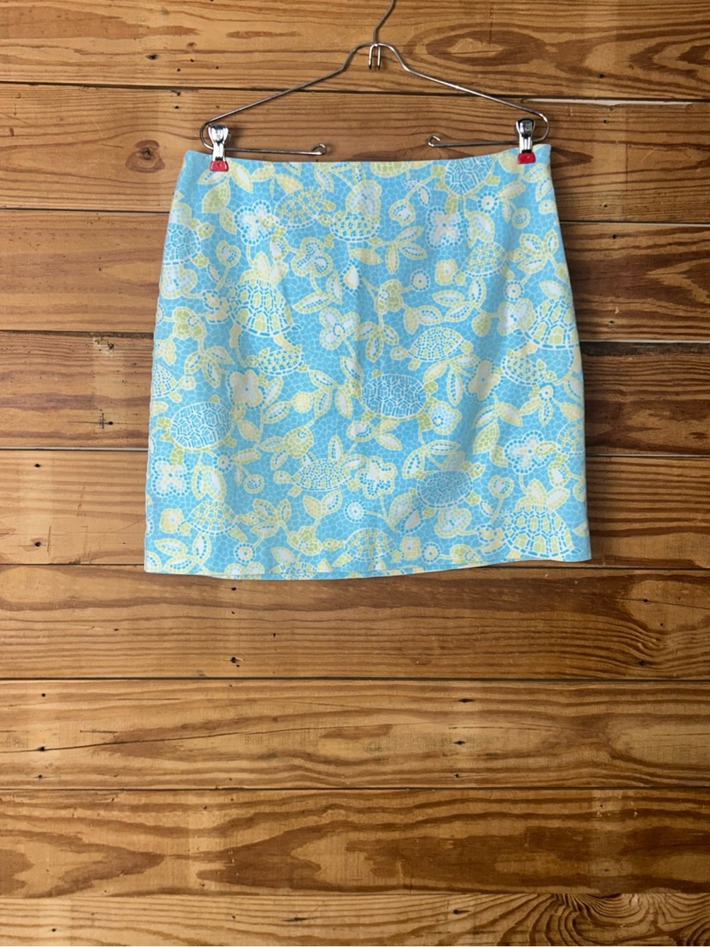 Talbots Blue and Yellow Floral Asymmetrical Mini Skirt